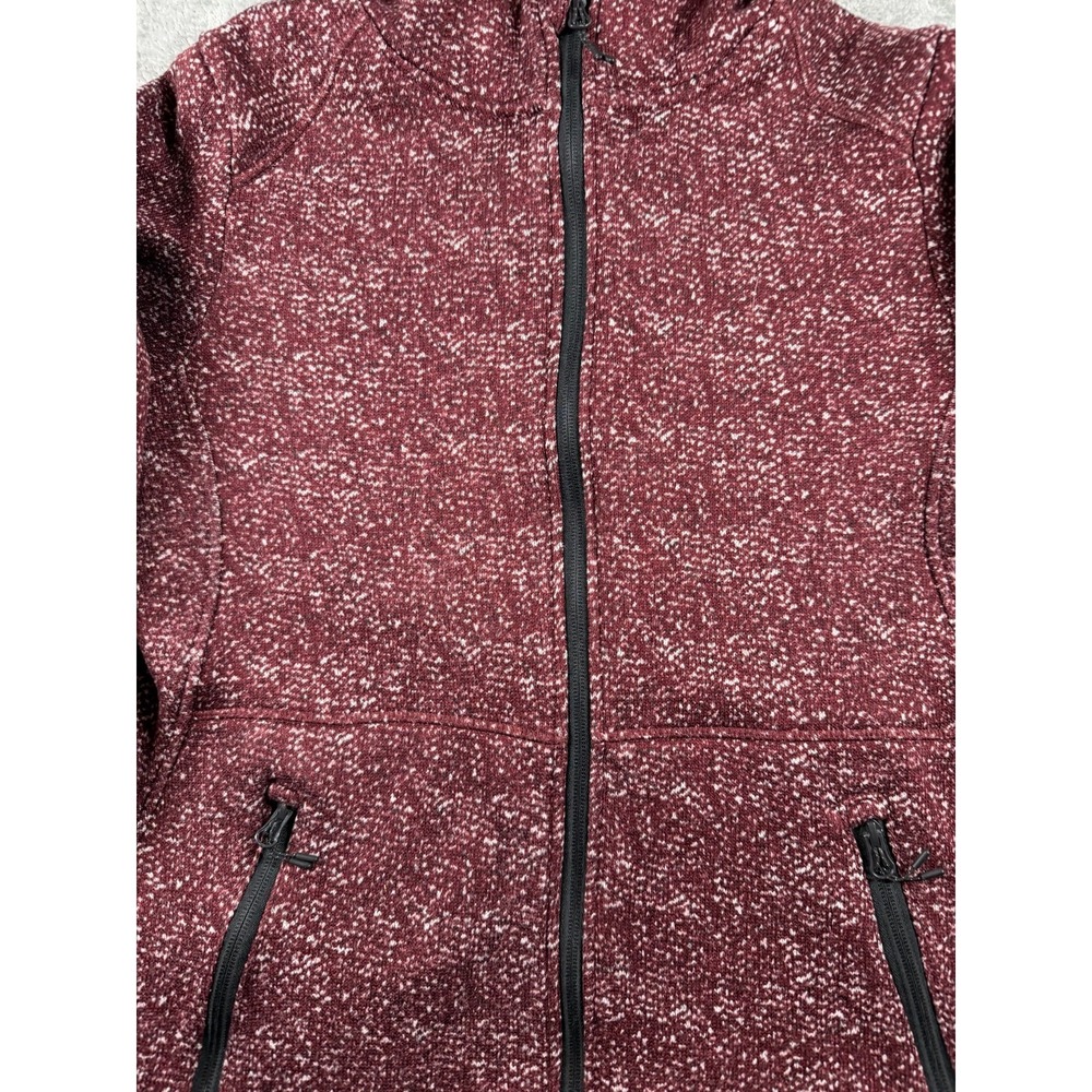 Iceburg Outerwear Fleece Zip Hoodie Jacket Mens L Maroon Speckled Full Zip - Picture 2 of 7